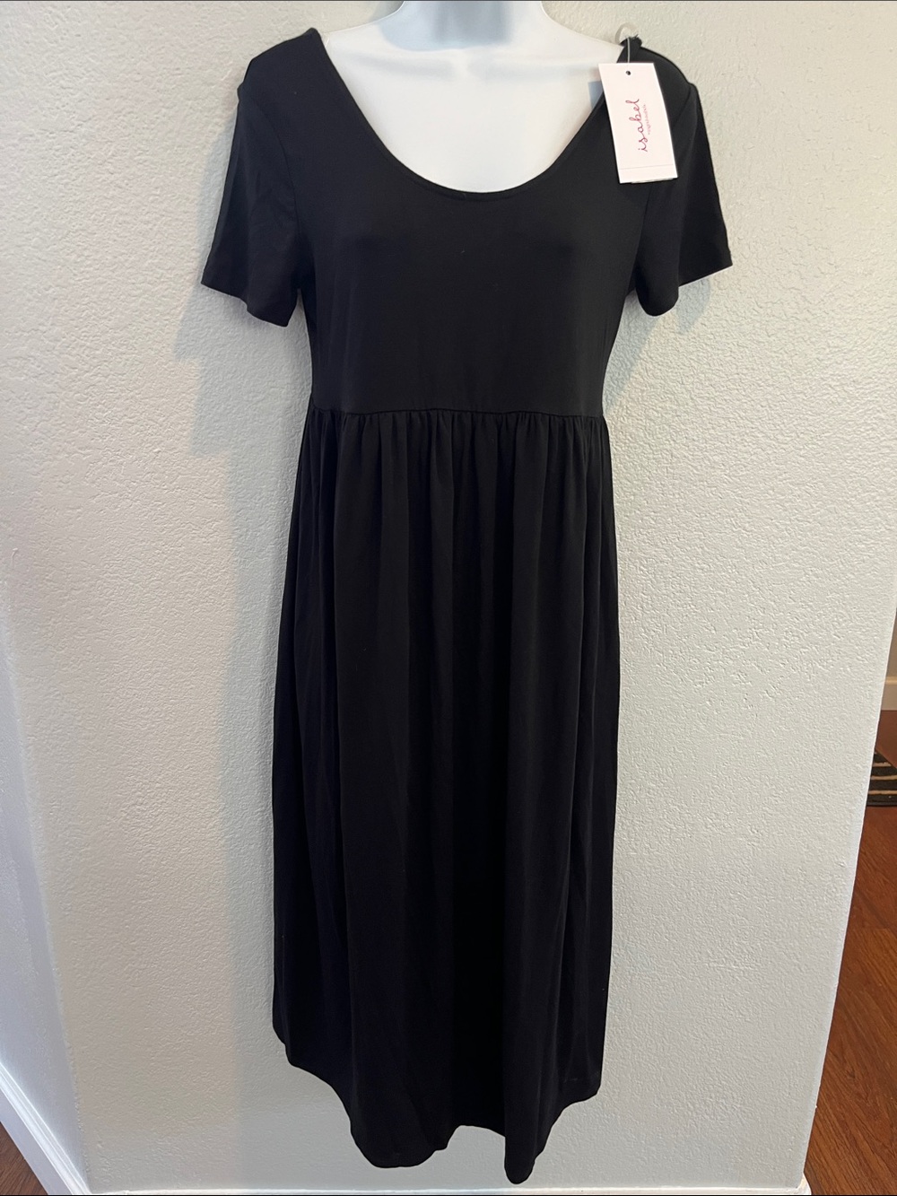 Isabel Maternity by Ingrid & Isabel Black Scoop Neck Short Sleeve Midi Dress